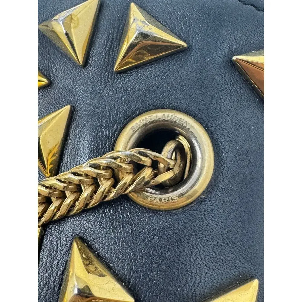 Saint Laurent Betty Clous Studded Medium Flap Shoulder Bag Black Leather